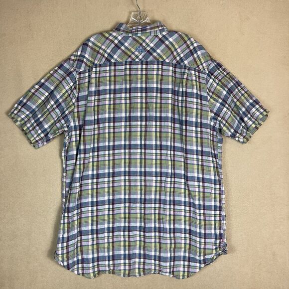 Canterbury Of New Zealand Shirt Mens 2XL Multicolor‎ Plaid Shirt Sleeve Linen - Picture 11 of 12